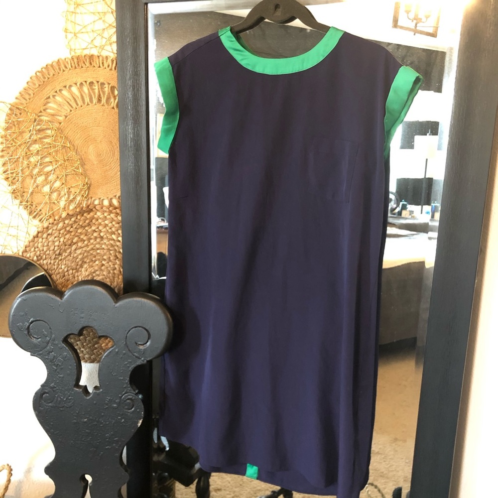 Charming Charlie Navy and Green Shift Dress